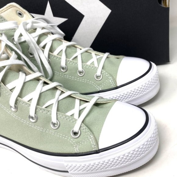 Converse Ctas Lift Platform Women's Sneakers Canvas Light Green High Top A03541C - Picture 8 of 10